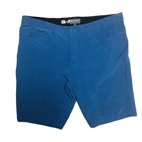 G-MAC Blue Polyester Spandex Tech Golf Shorts w/ Zippered Pocket Mens Size 40 - Picture 1 of 5
